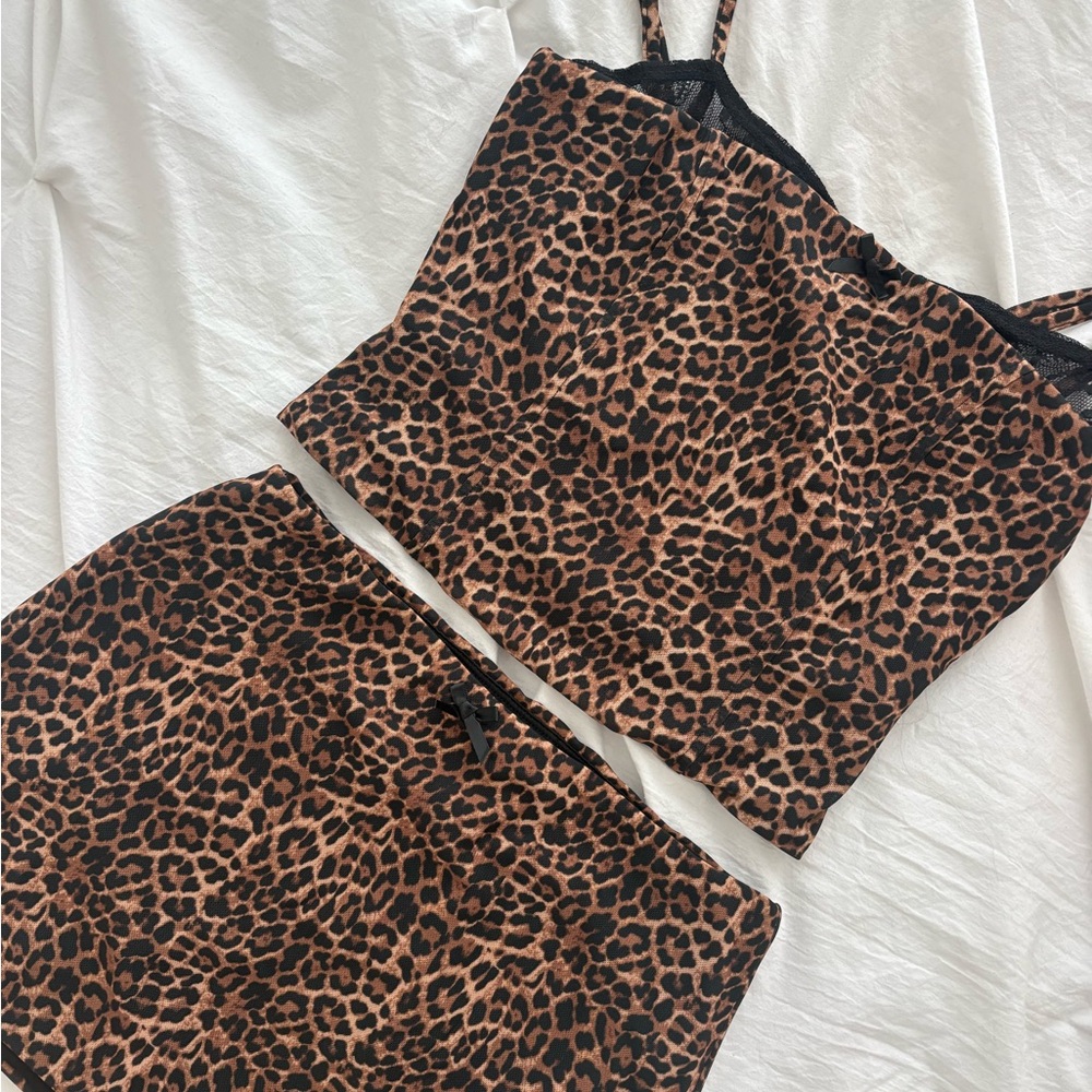 Edikted Leopard Print Top and Bottom Set